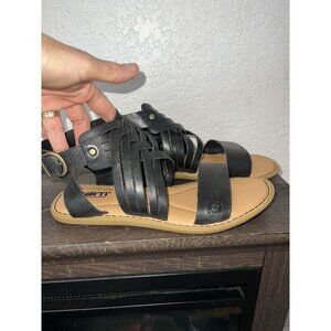 Born Women’s Leather Woven Sandal BR0038303 Black Size 8 Buckle